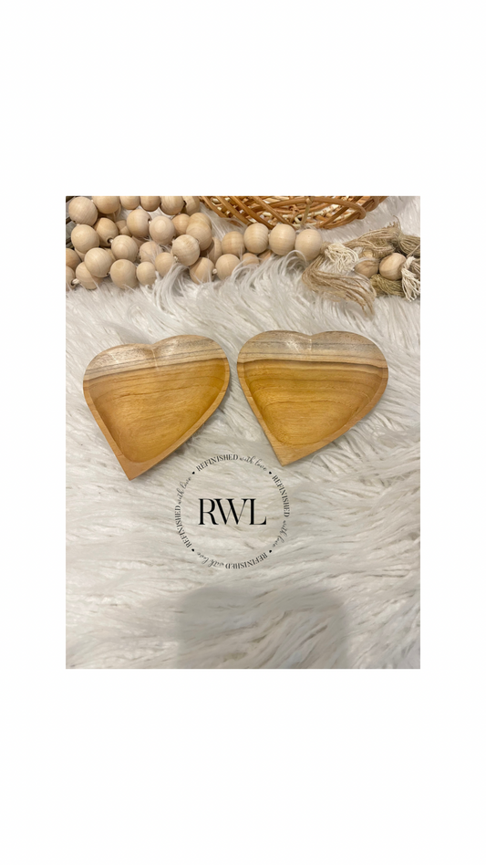 Wooden heart shape dish