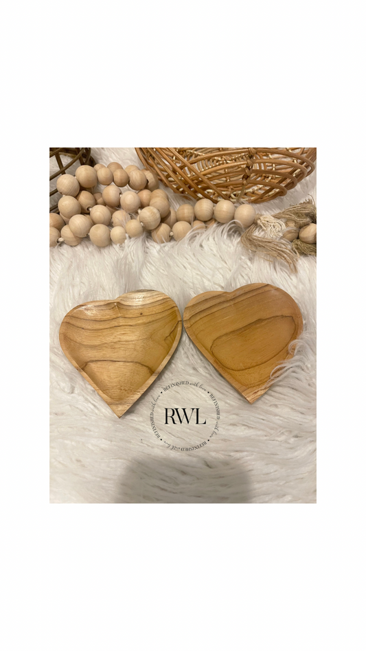 Wooden heart shape dish