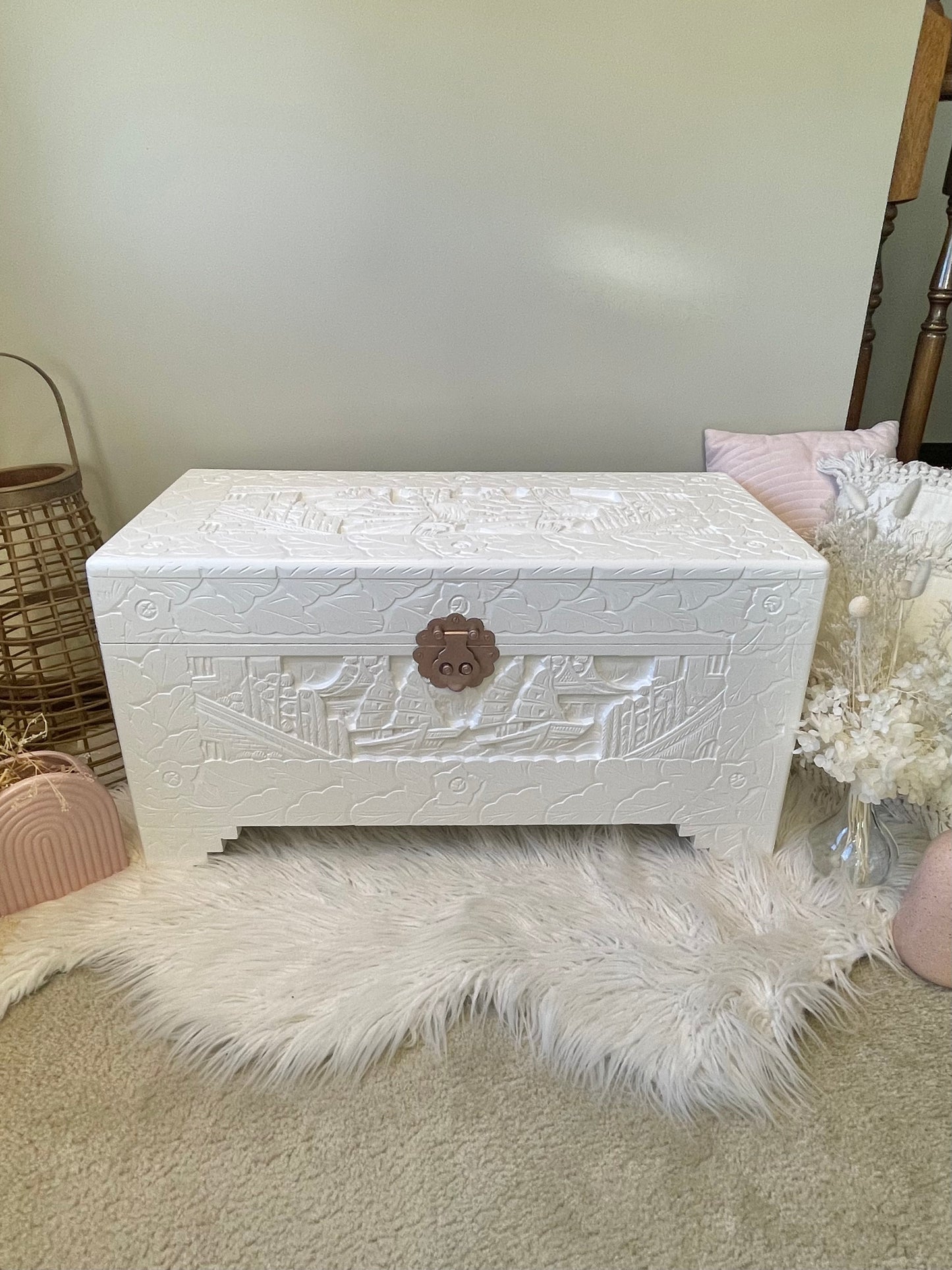 White camphor chest