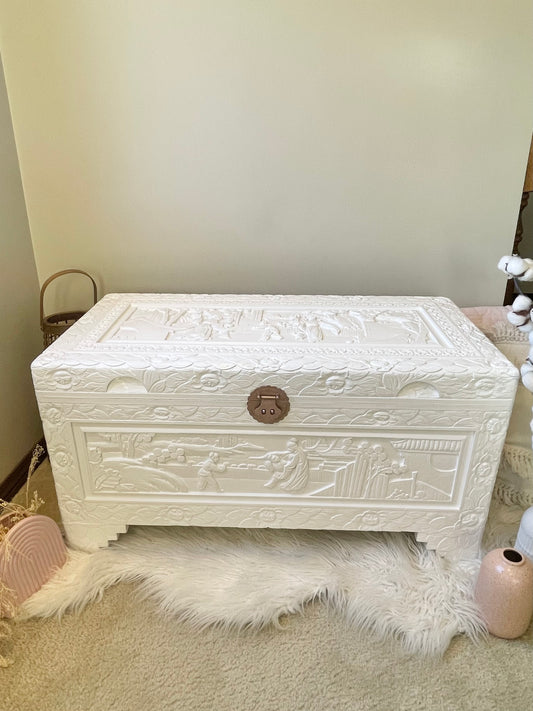 Refinished white camphor chest