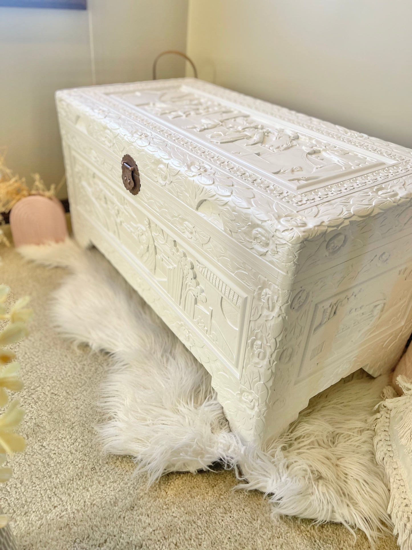 Refinished white camphor chest