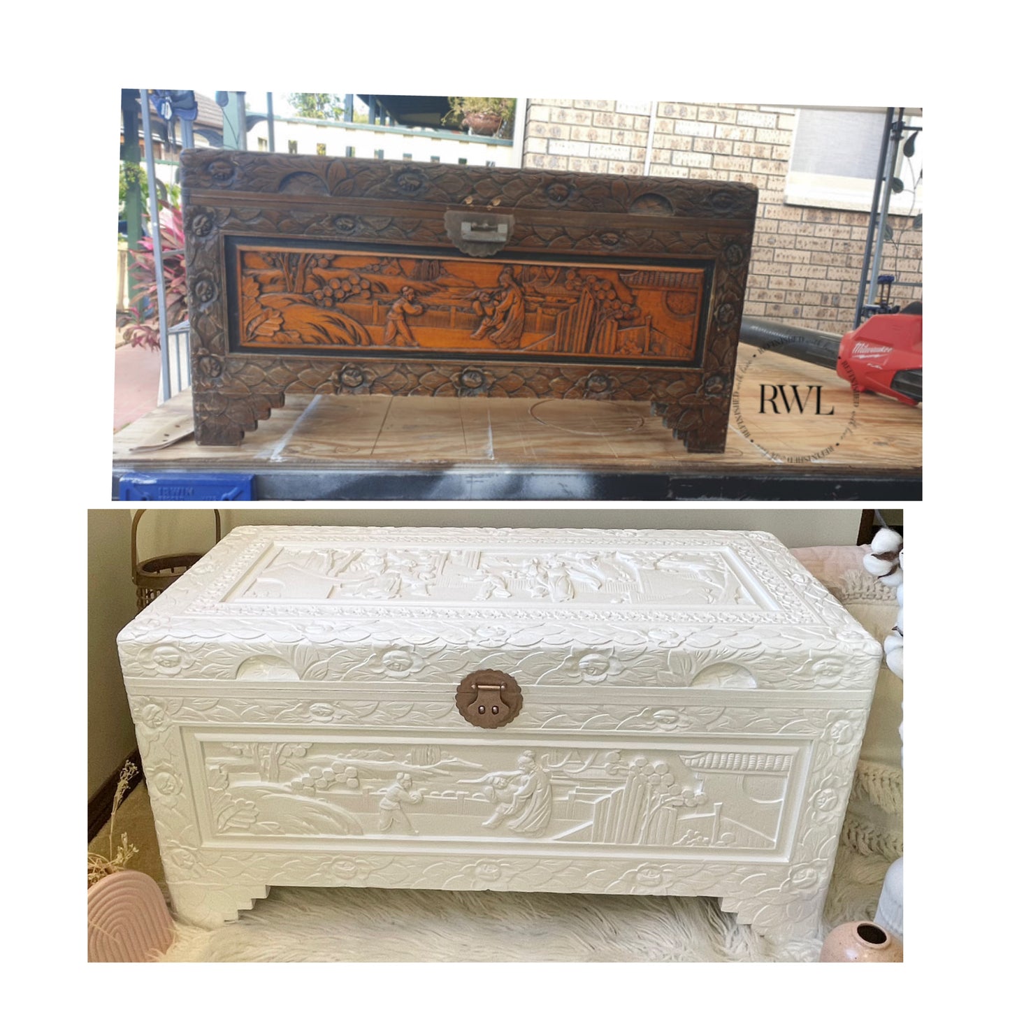 Refinished white camphor chest